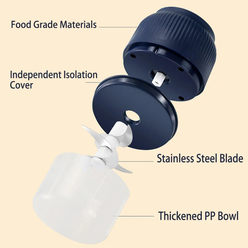 Kitchen Gadgets Garlic - 250ml Mini Wireless USB Rechargeable Electric
